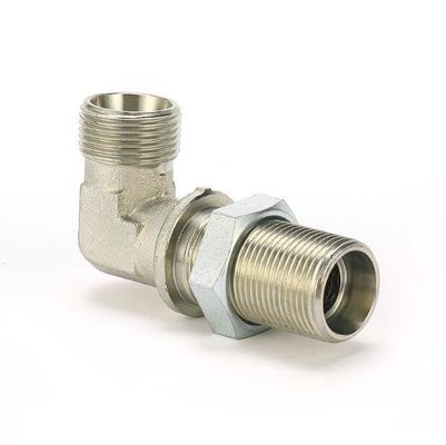 6c Adaptateur de tuyau de cloisonnement métrique hydraulique à coude Jic