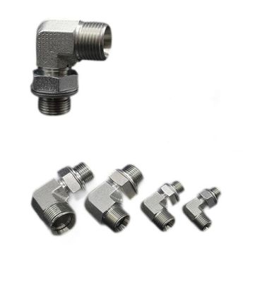 Pièces en acier au carbone moyen connectées à 90 degrés coude Bsp fil de ferraille réglable bout à bout avec joints d'étanchéité hydraulique