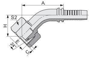 N° de modèle 20411: raccords métriques pour tuyaux hydrauliques en acier inoxydable à connexion féminine